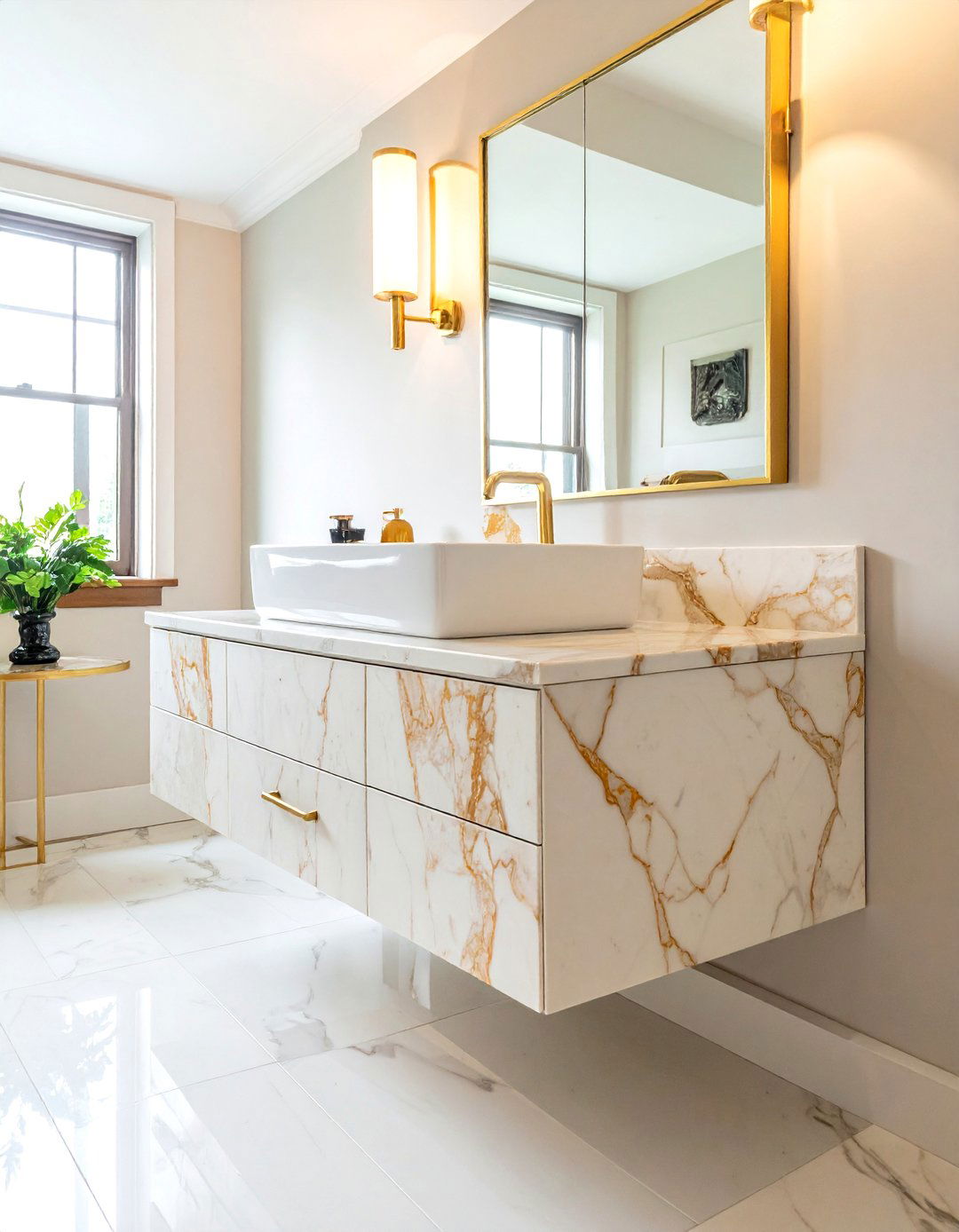 Calacatta gold marble vanity - 30 Calacatta marble bathroom ideas