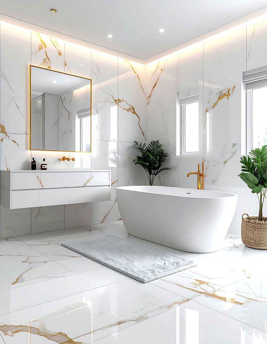 Calacatta gold oversized tile bathroom - 30 oversized tile bathroom ideas