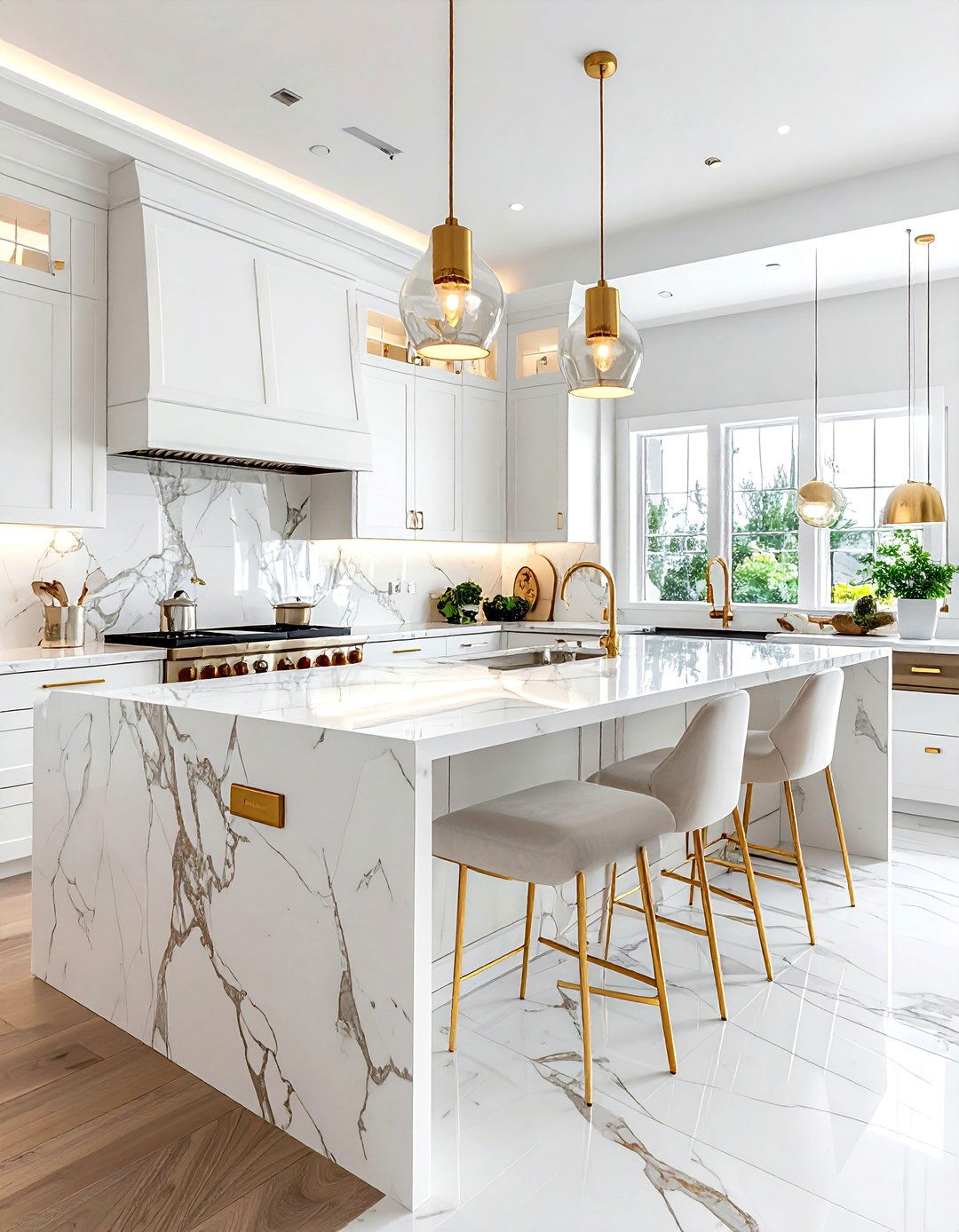 Calacatta gold porcelain slab - 30 porcelain tile kitchen backsplash ideas