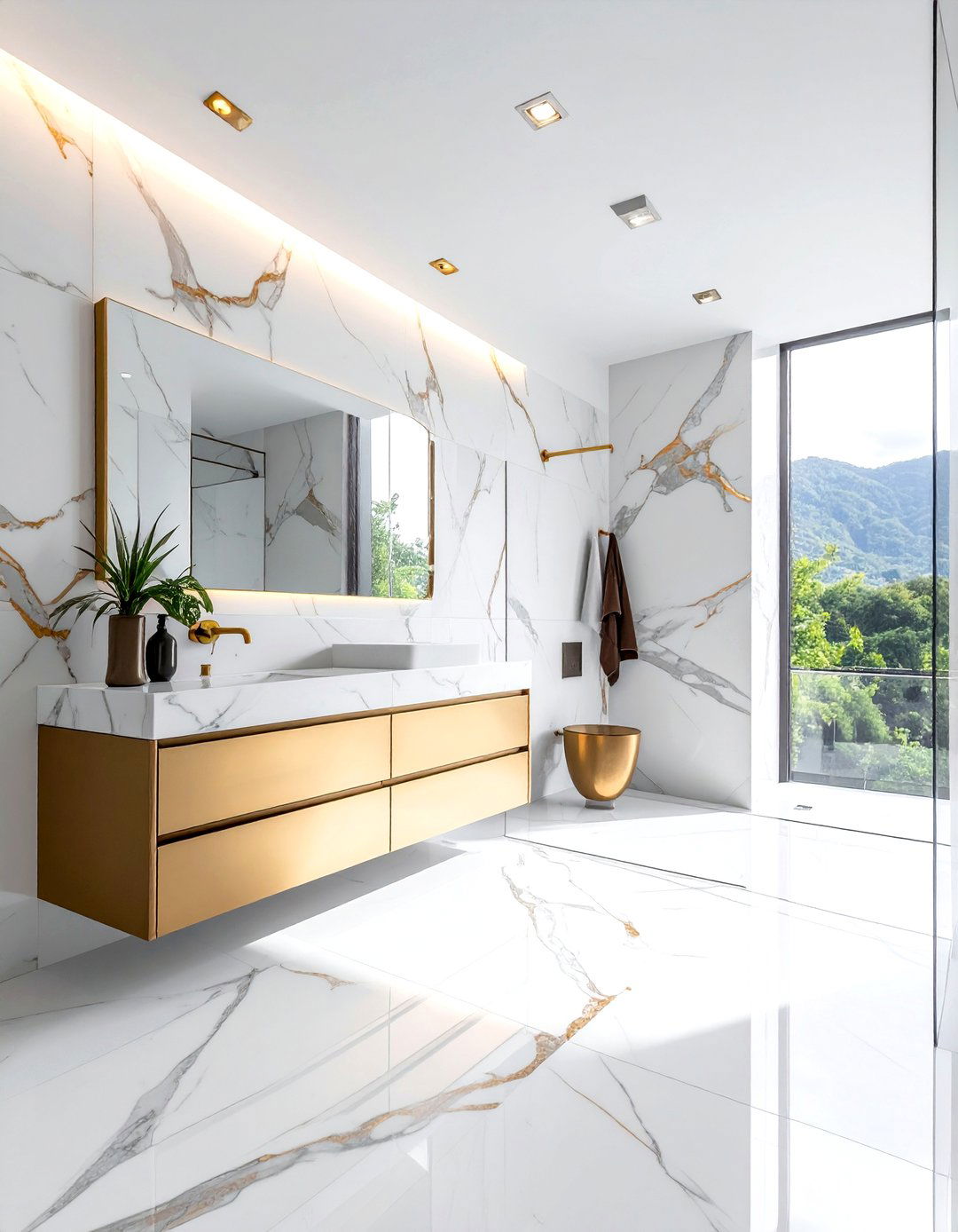 Calacatta marble bathroom - 30 white marble bathroom ideas