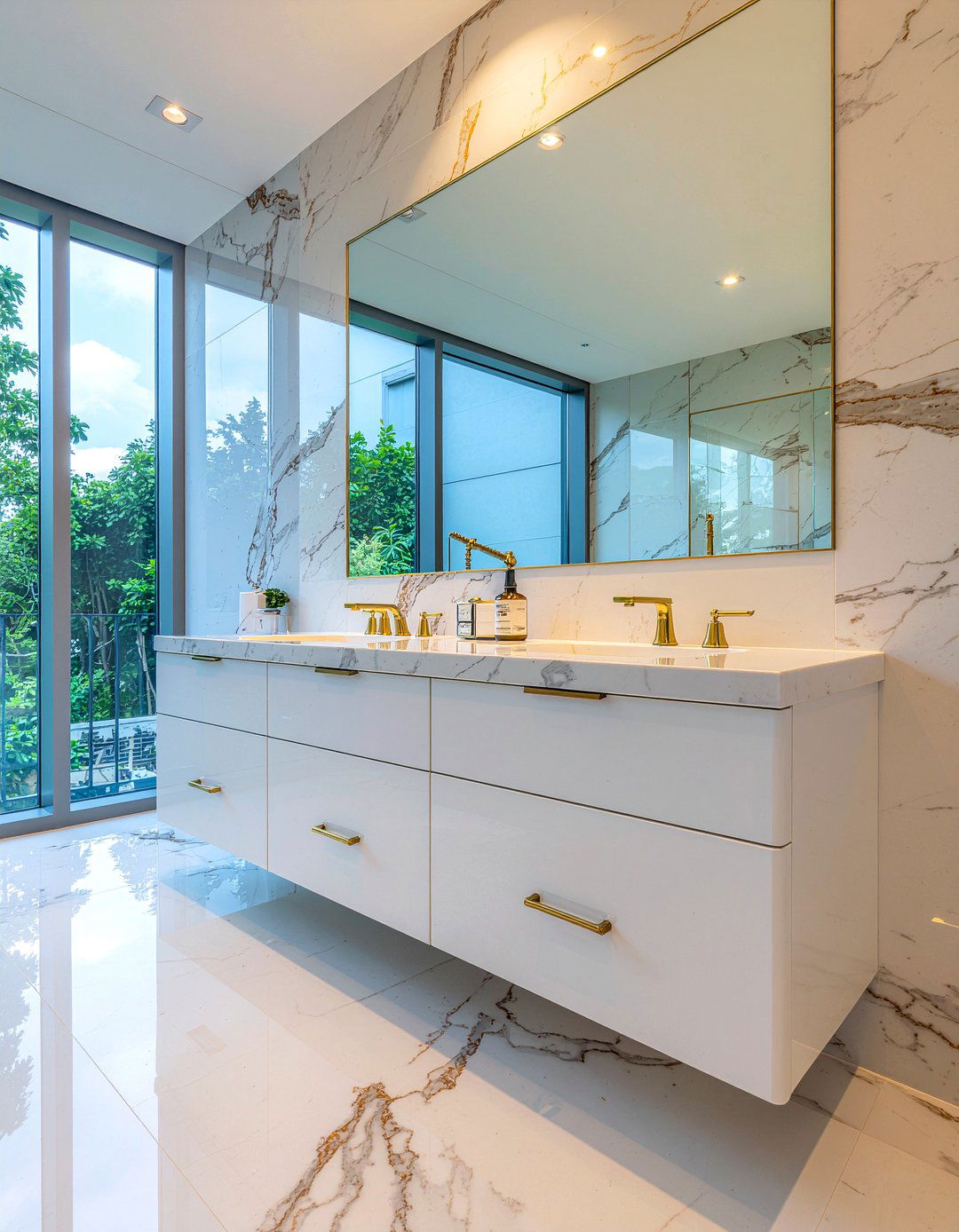 Calacatta marble bathroom vanity - 30 bathroom countertop ideas