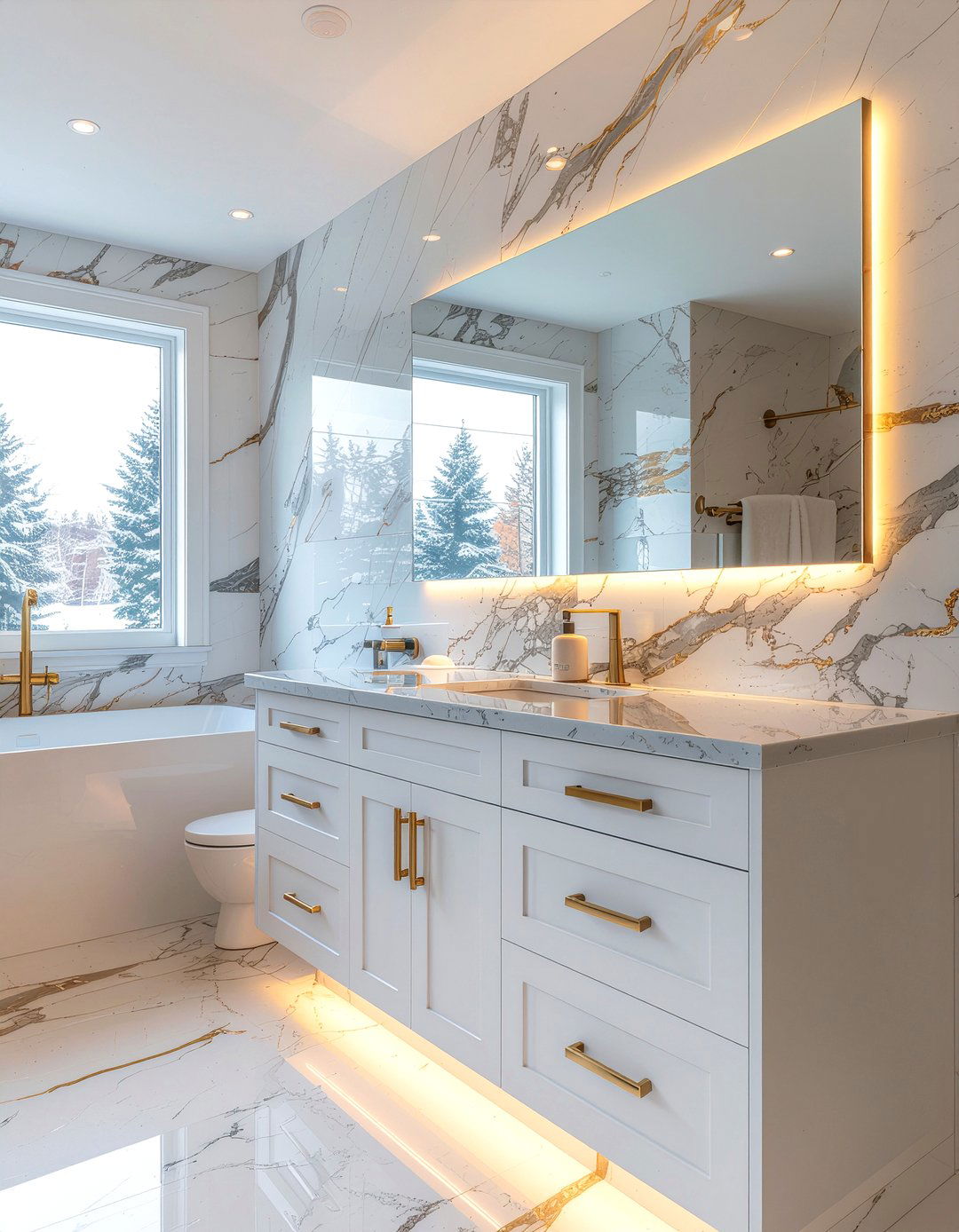 Calacatta marble bathroom - 30 marble look bathroom ideas