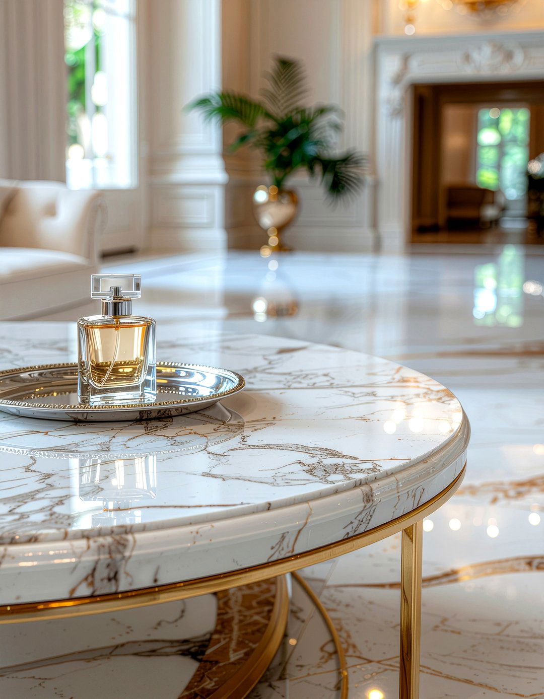 Calacatta marble coffee table - 30 living room marble coffee tables