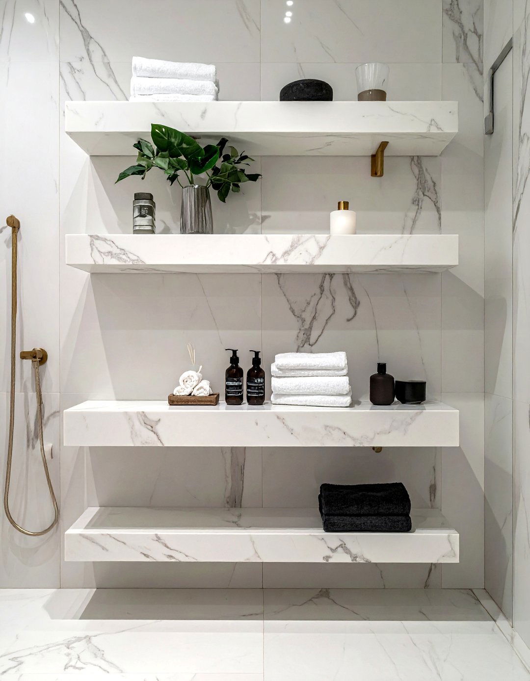 Calacatta marble floating shelves - 30 Calacatta marble bathroom ideas