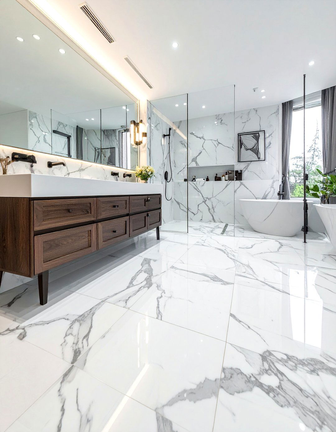 Calacatta marble floor tile - 30 Calacatta marble bathroom ideas