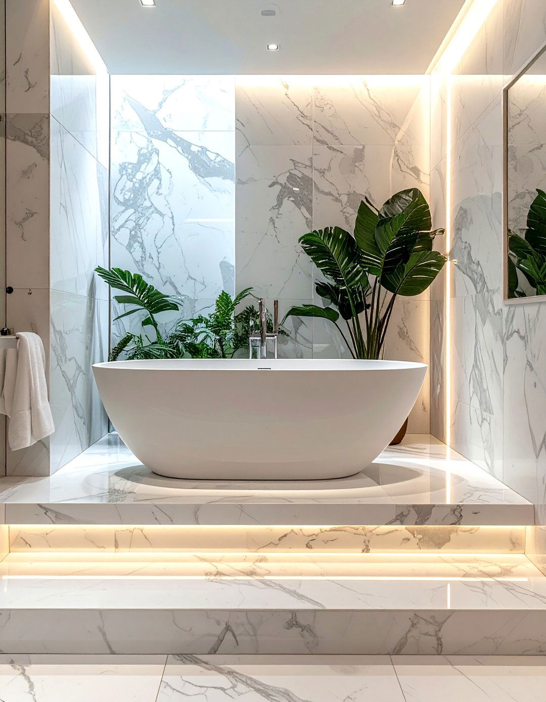 Calacatta marble freestanding tub - 30 Calacatta marble bathroom ideas