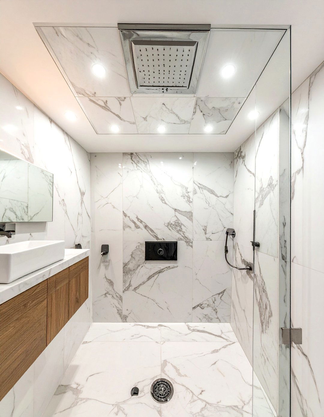 Calacatta marble shower ceiling - 30 Calacatta marble bathroom ideas
