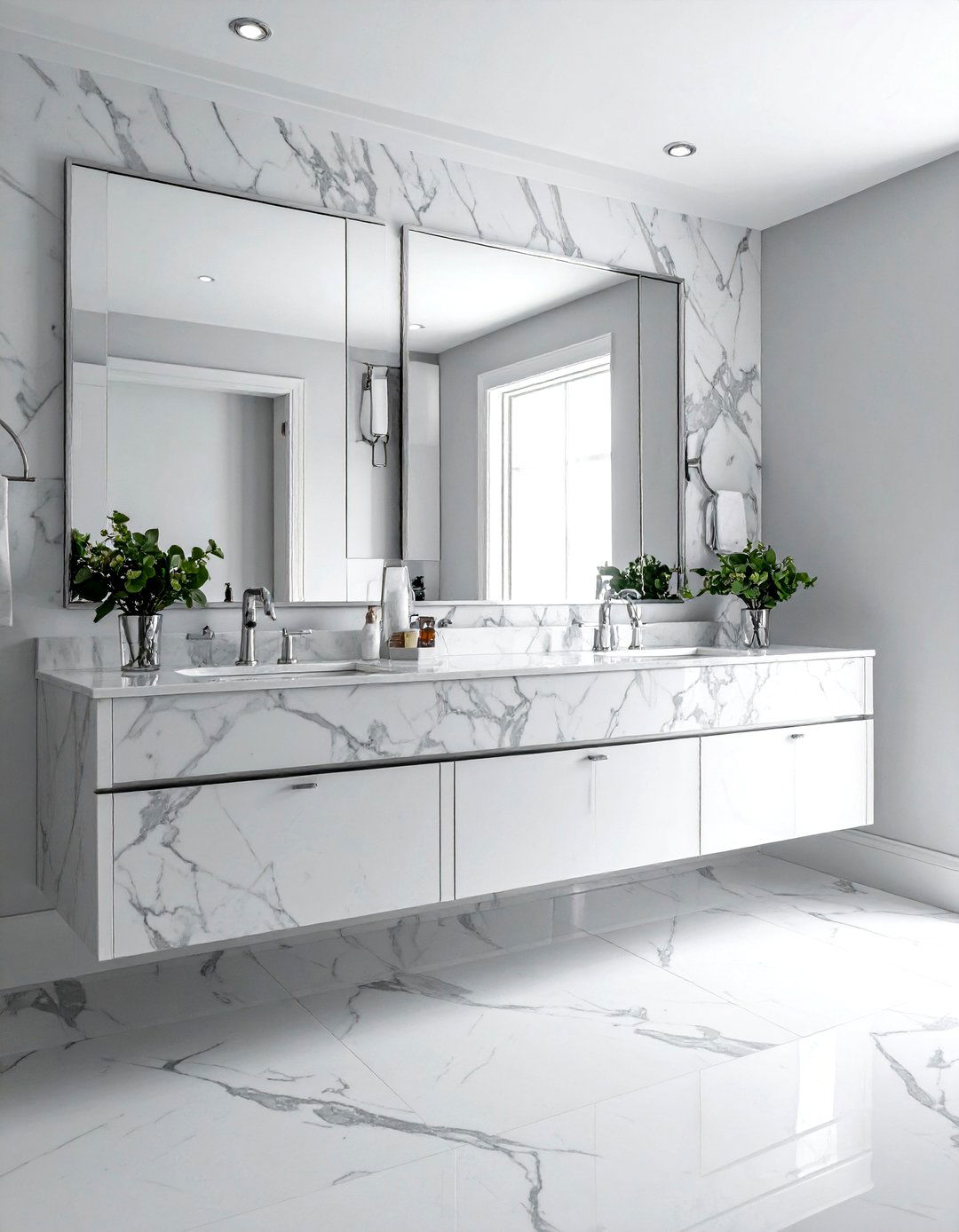 Calacatta marble silver fixtures - 30 Calacatta marble bathroom ideas