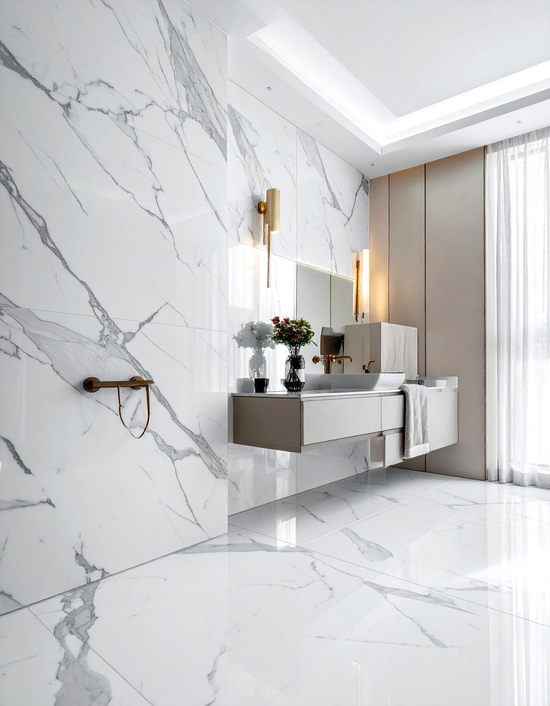 Calacatta marble wall slab - 30 Calacatta marble bathroom ideas