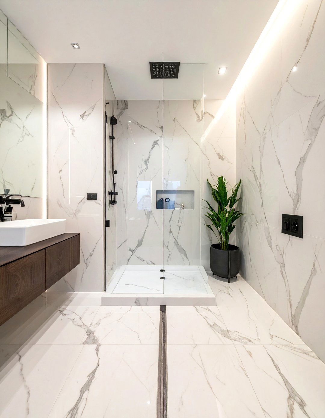 Calacatta marble wet room - 30 Calacatta marble bathroom ideas