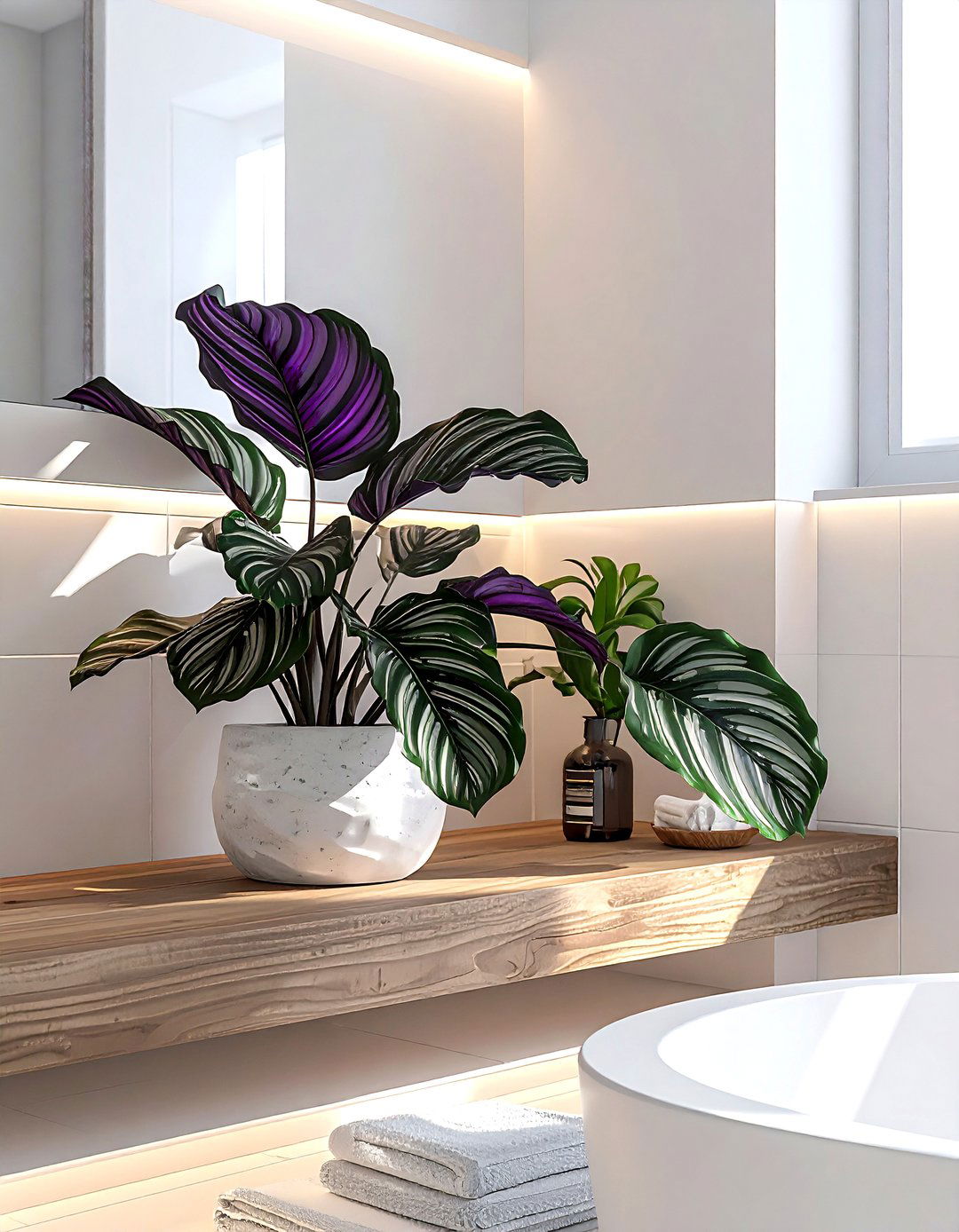 Calathea in bathroom - 30 bathroom plant accent ideas