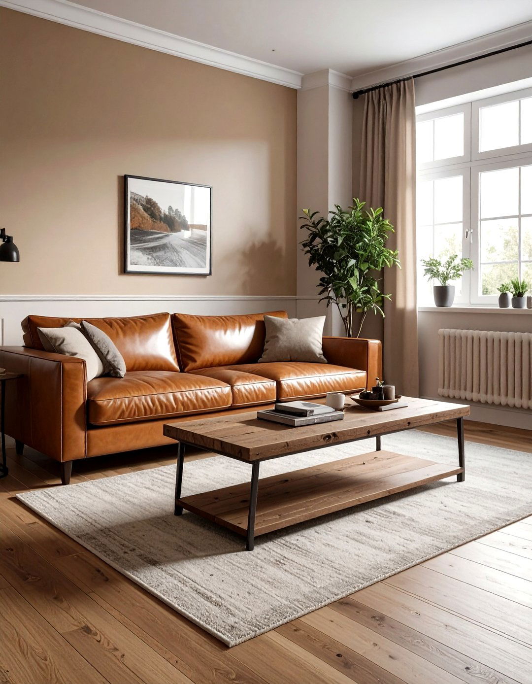 Camel Leather Accent Room - 30 neutral color scheme ideas