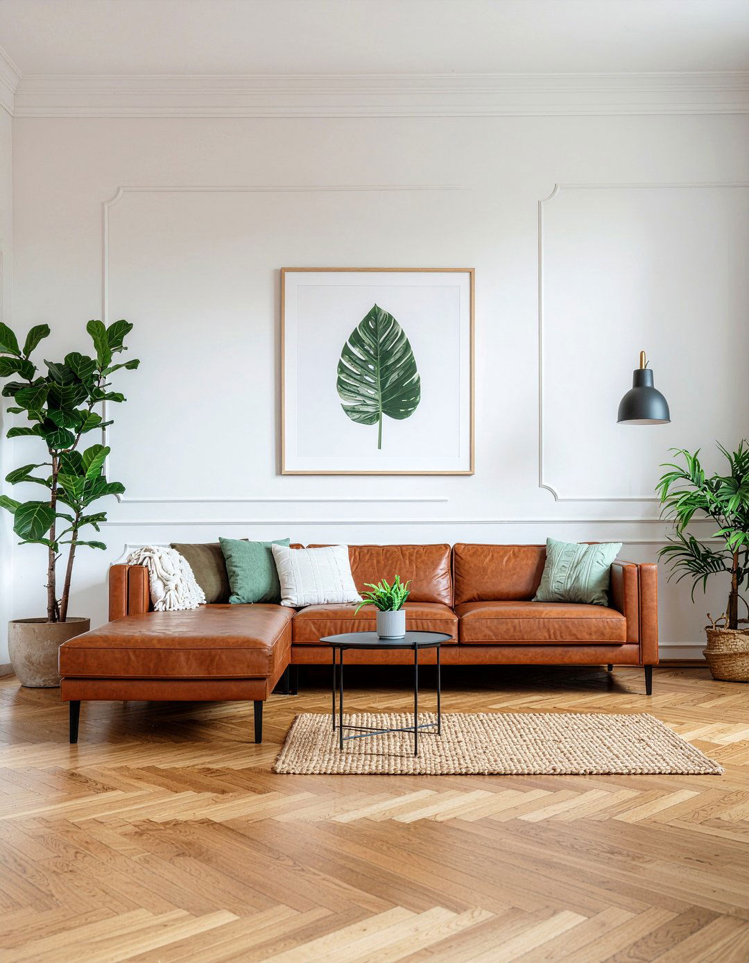 Camel leather sofa living room - 30 leather sofa living room ideas