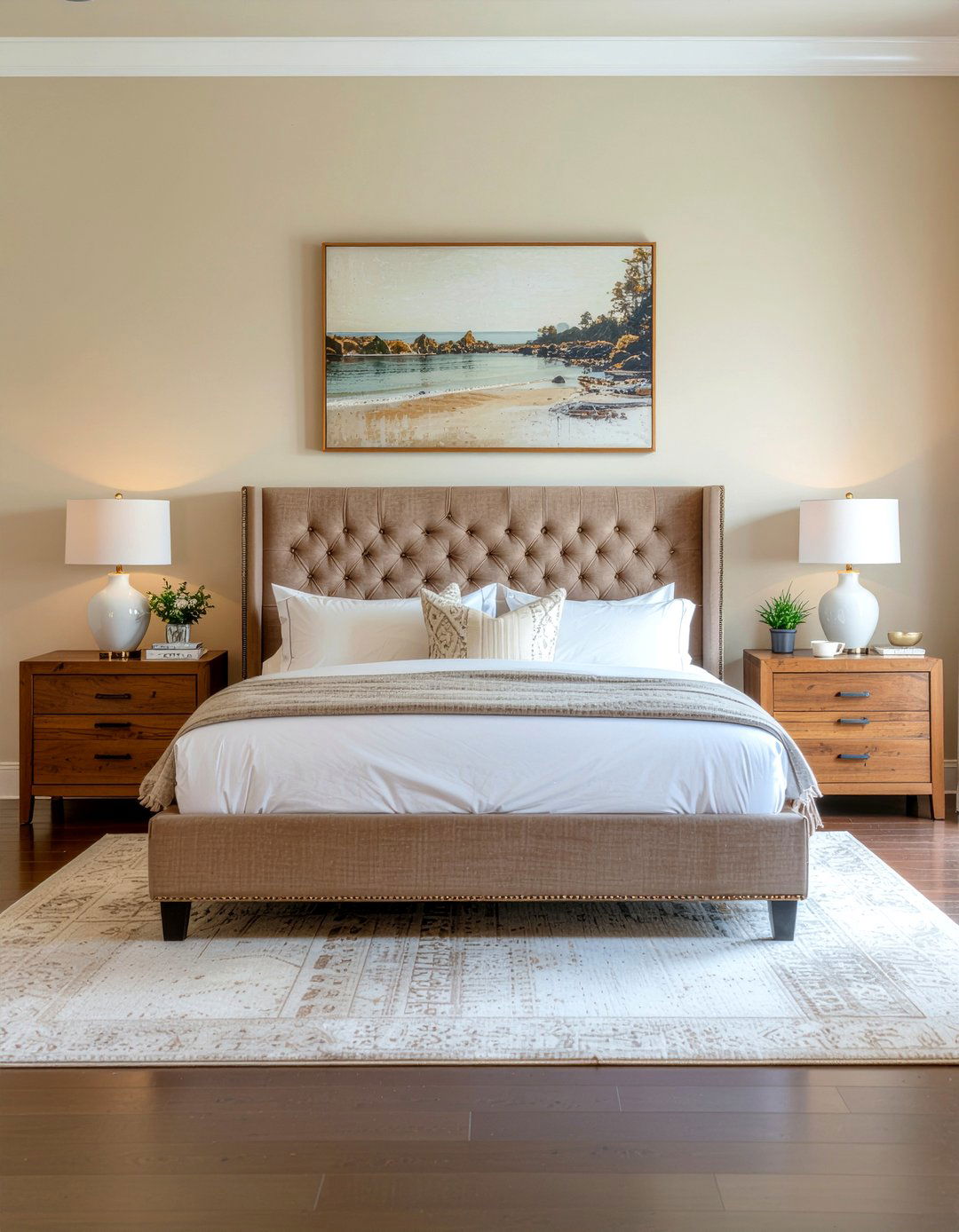Camel upholstered bed frame - 30 camel bedroom ideas