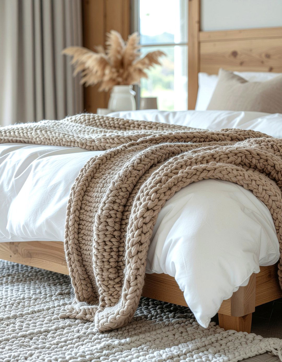 Camel wool throw blanket - 30 camel bedroom ideas