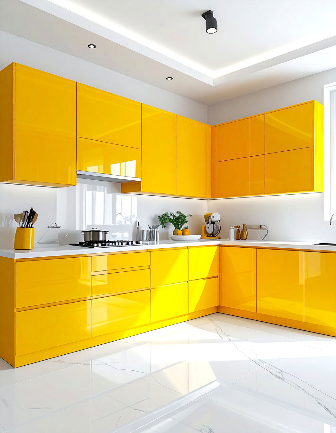 Canary yellow kitchen - 30 yellow and white kitchen ideas