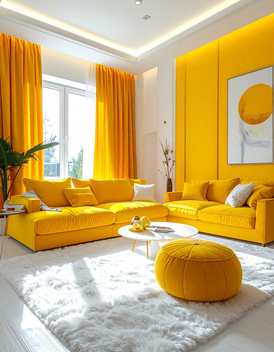 Canary yellow living room - 30 yellow and white living room ideas