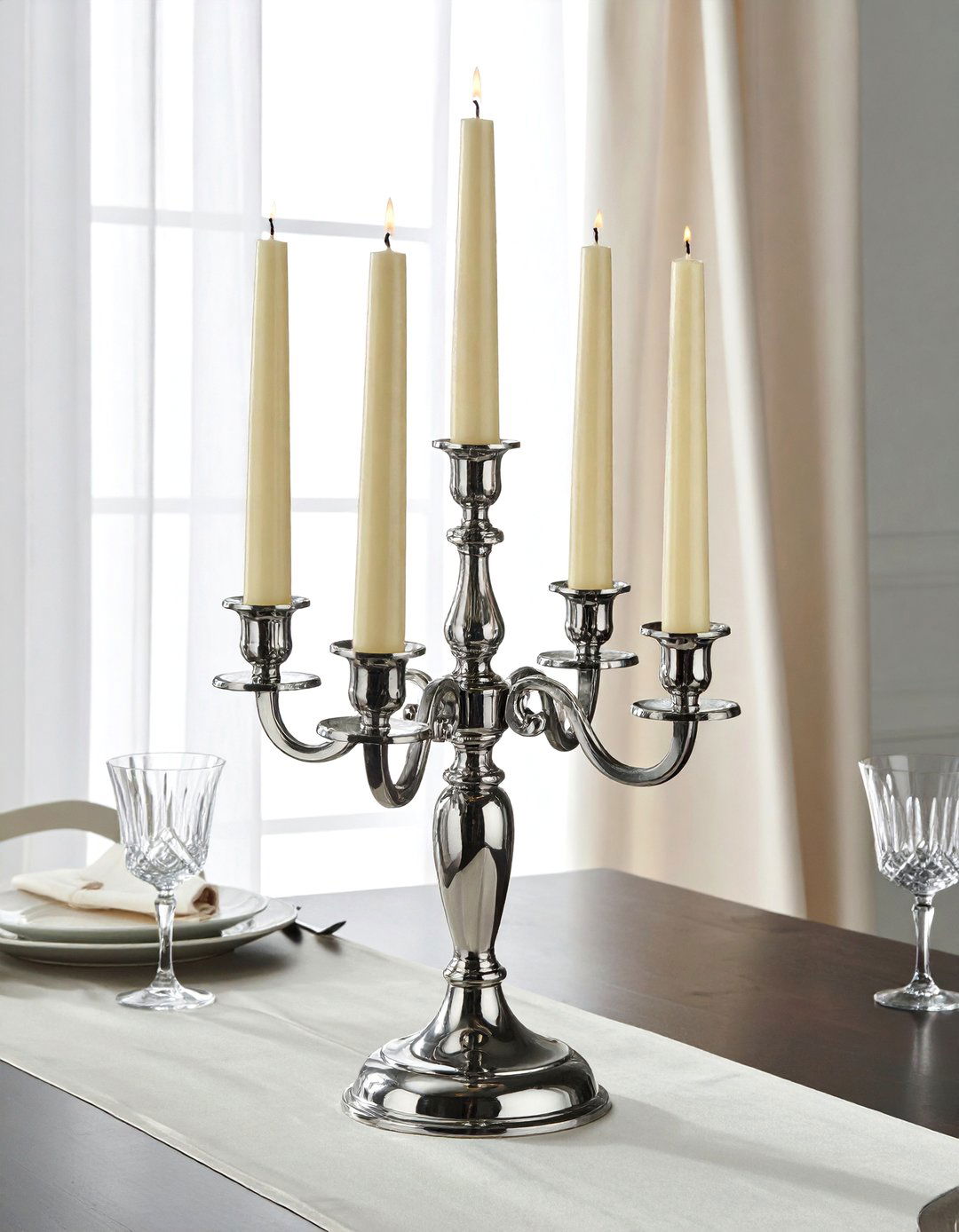 Candelabra With Tapered Candles - 30 elaborate centerpiece dining ideas