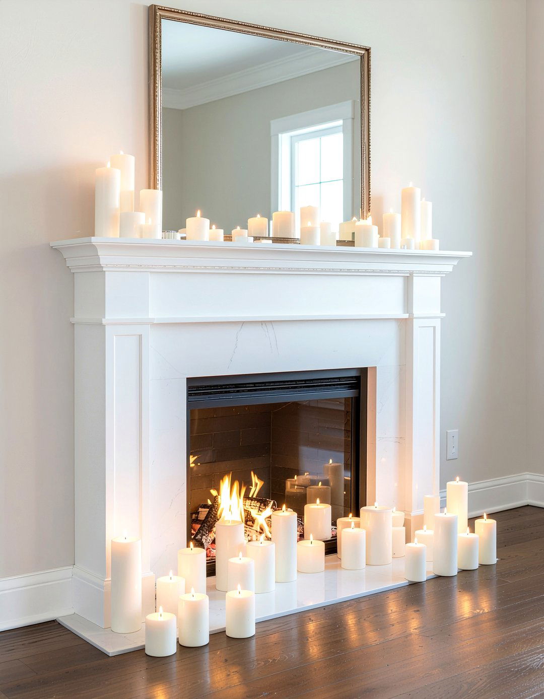 Candle Filled Fireplace - 30 faux fireplace ideas