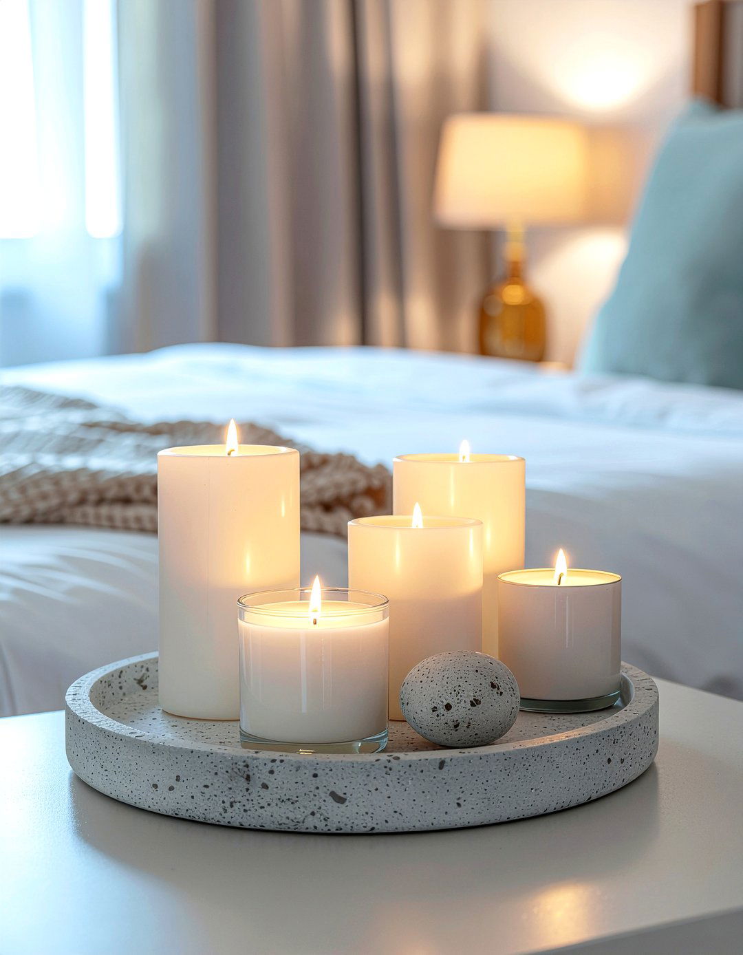 Candle arrangement - 30 meditation bedroom ideas