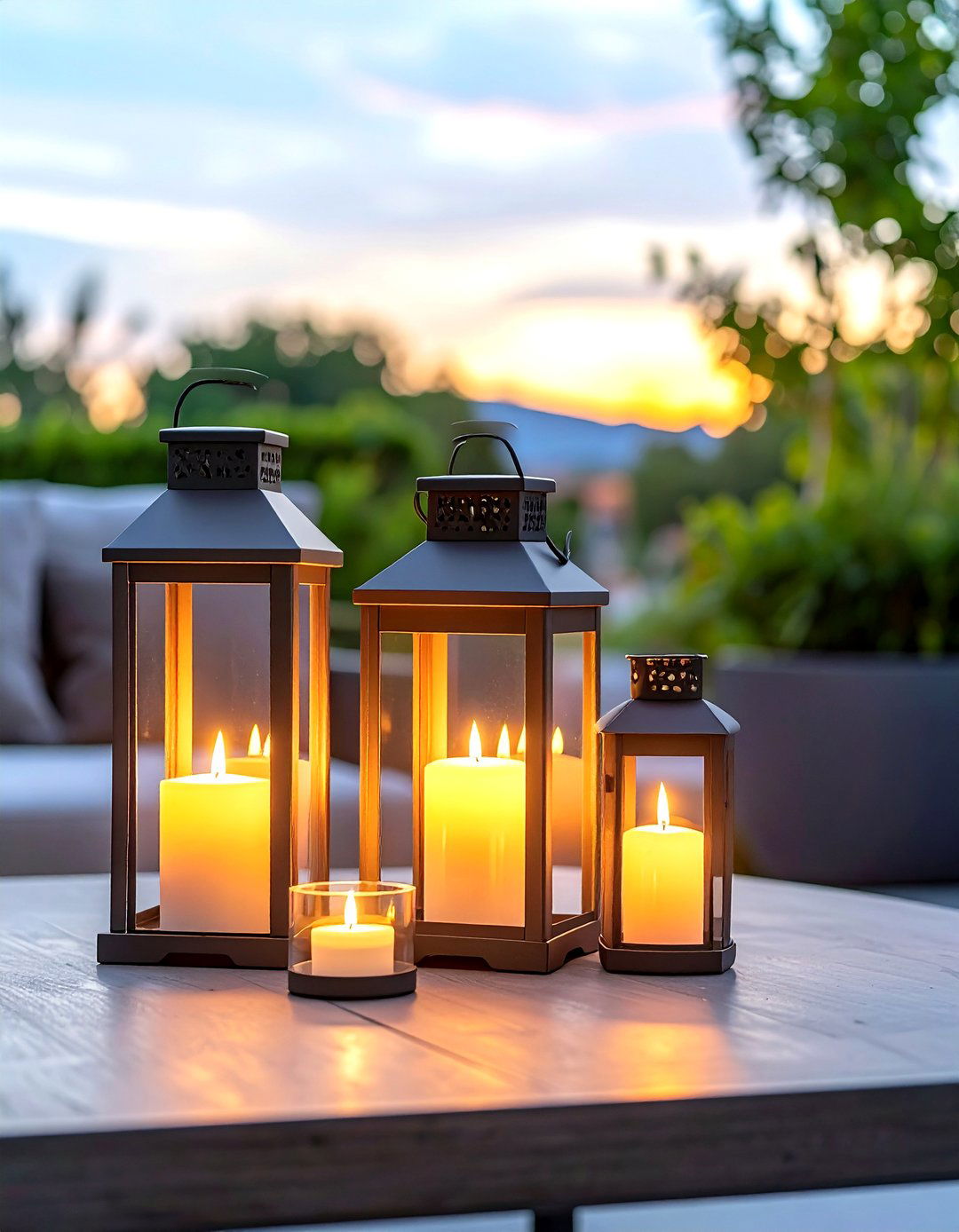 Candle lanterns for outdoor seating - 30 outdoor lighting ideas