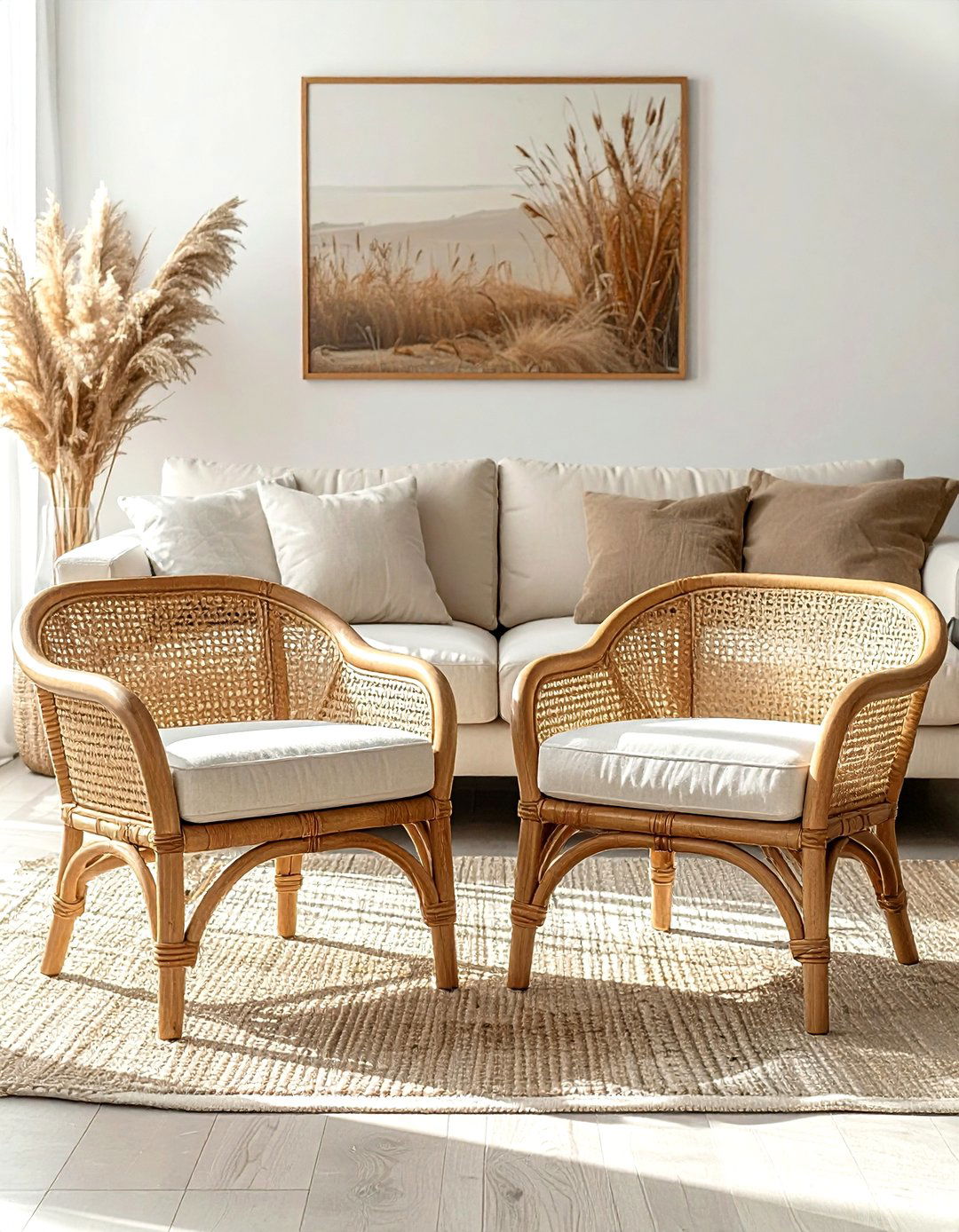 Cane Back Accent Chair - 30 living room Bohemian furniture ideas