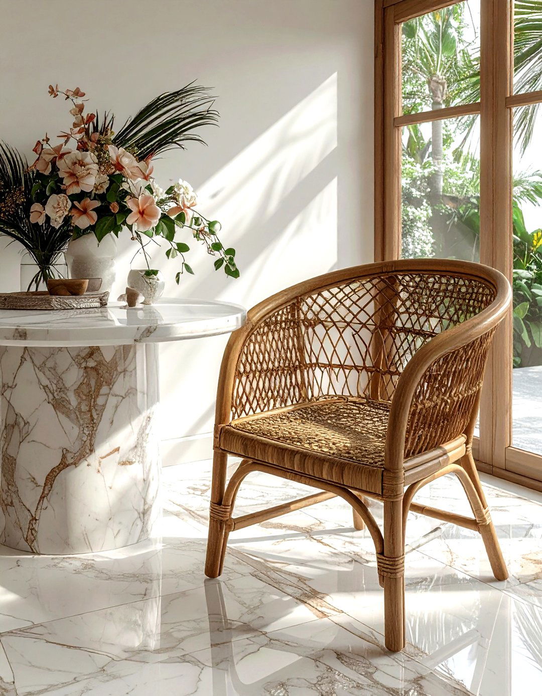 Cane Back Chair - 30 living room beach furniture ideas