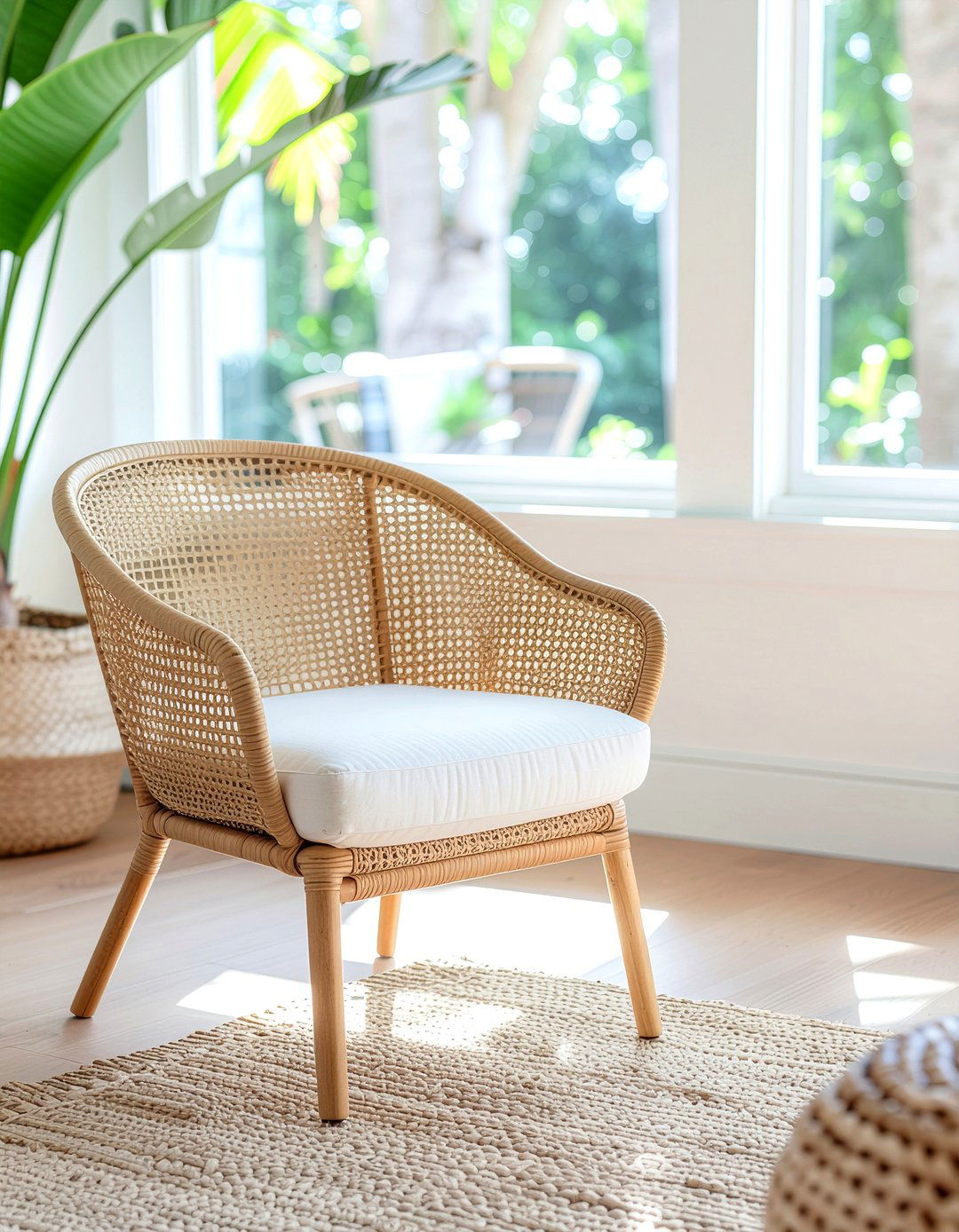 Cane Back Chair - 30 living room coastal furniture ideas