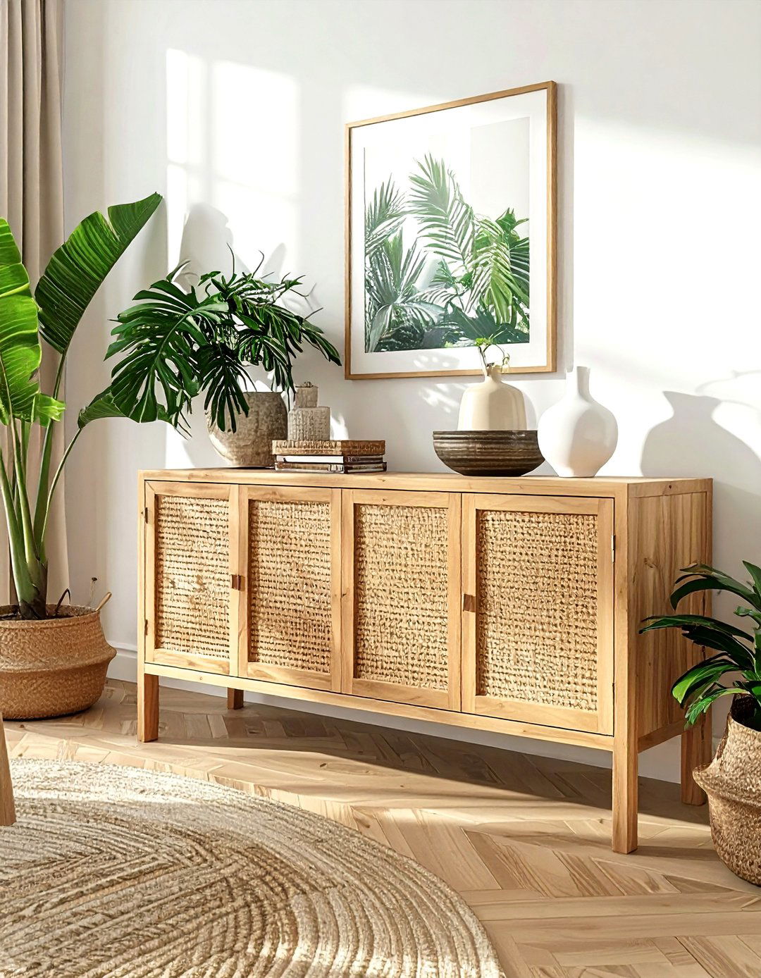 Cane Door Sideboard - 30 dining room cabinet storage ideas