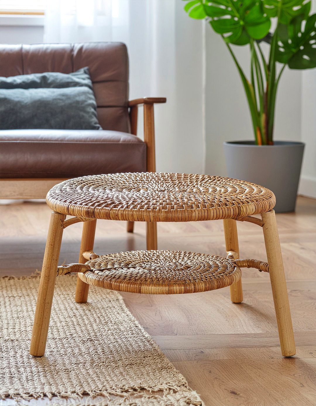 Cane Footstool - 30 cane bedroom ideas