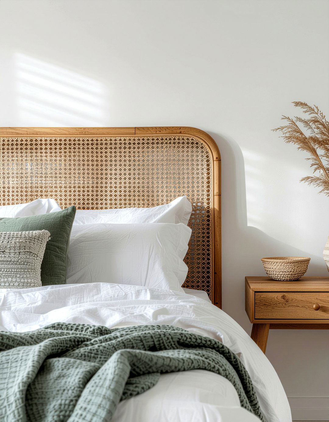 Cane Headboard - 30 textured bedroom ideas