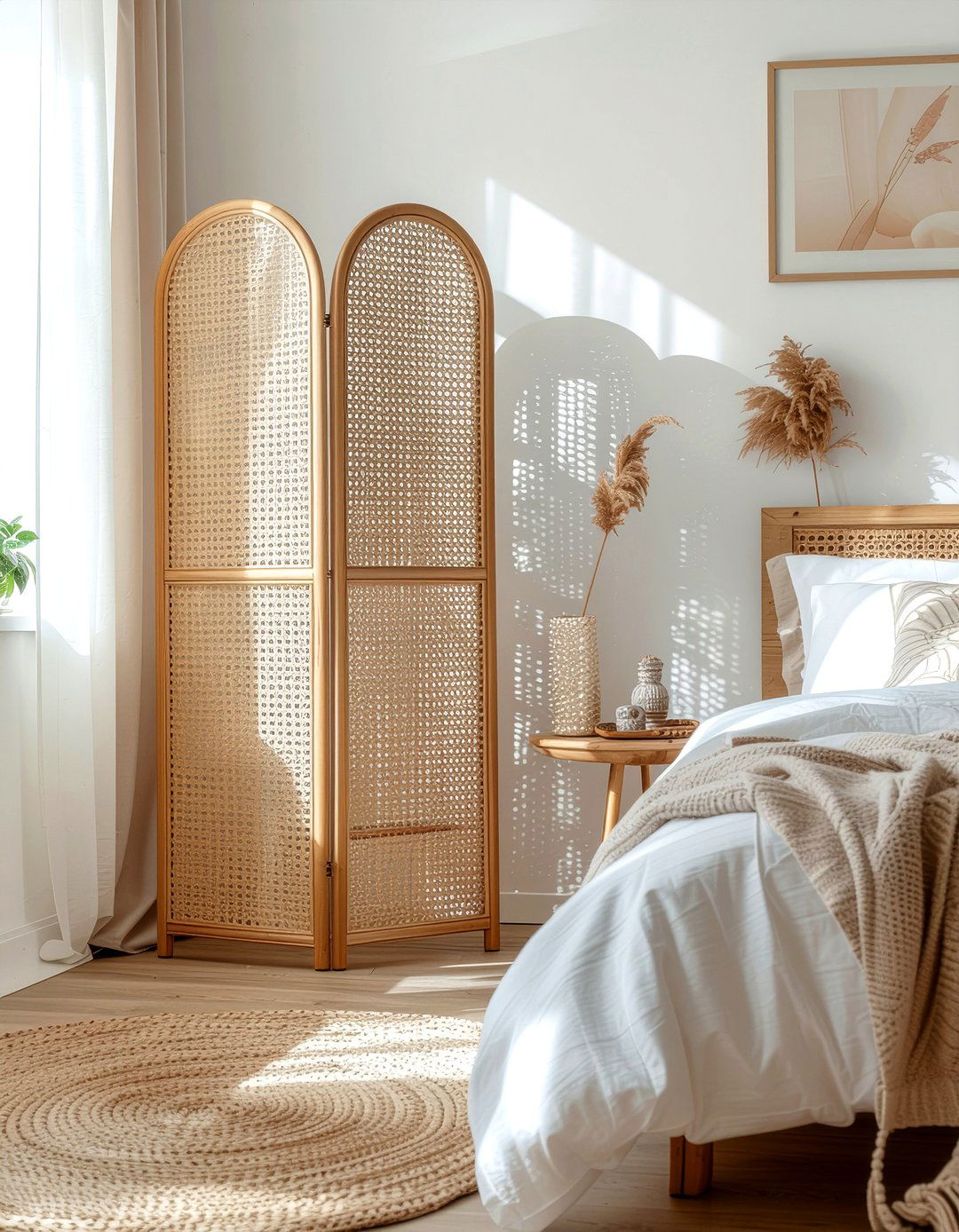 Cane Webbing Screen - 30 bedroom screen ideas