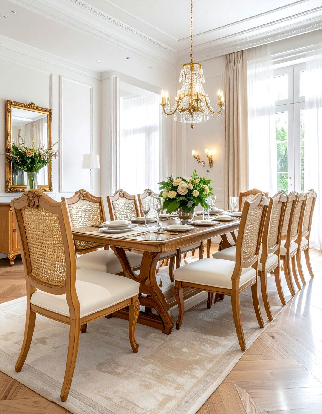 Cane armchair for head of table - 30 cane dining room ideas