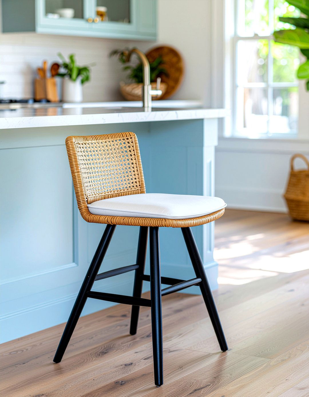Cane back bar stool - 30 kitchen bar stool ideas