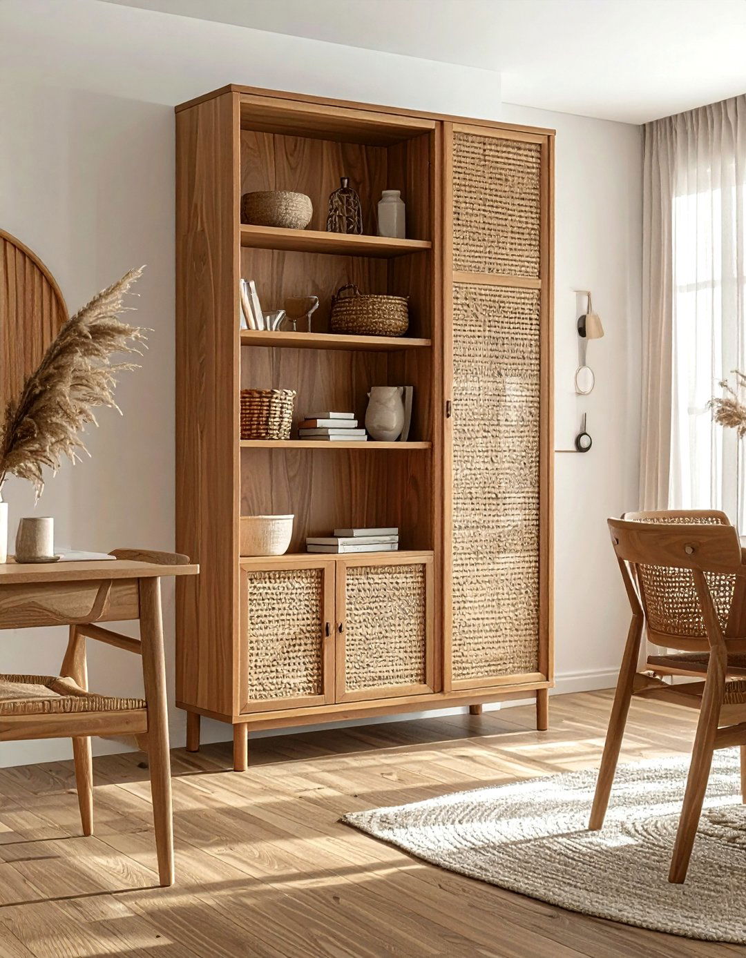 Cane cabinet for dining storage - 30 cane dining room ideas