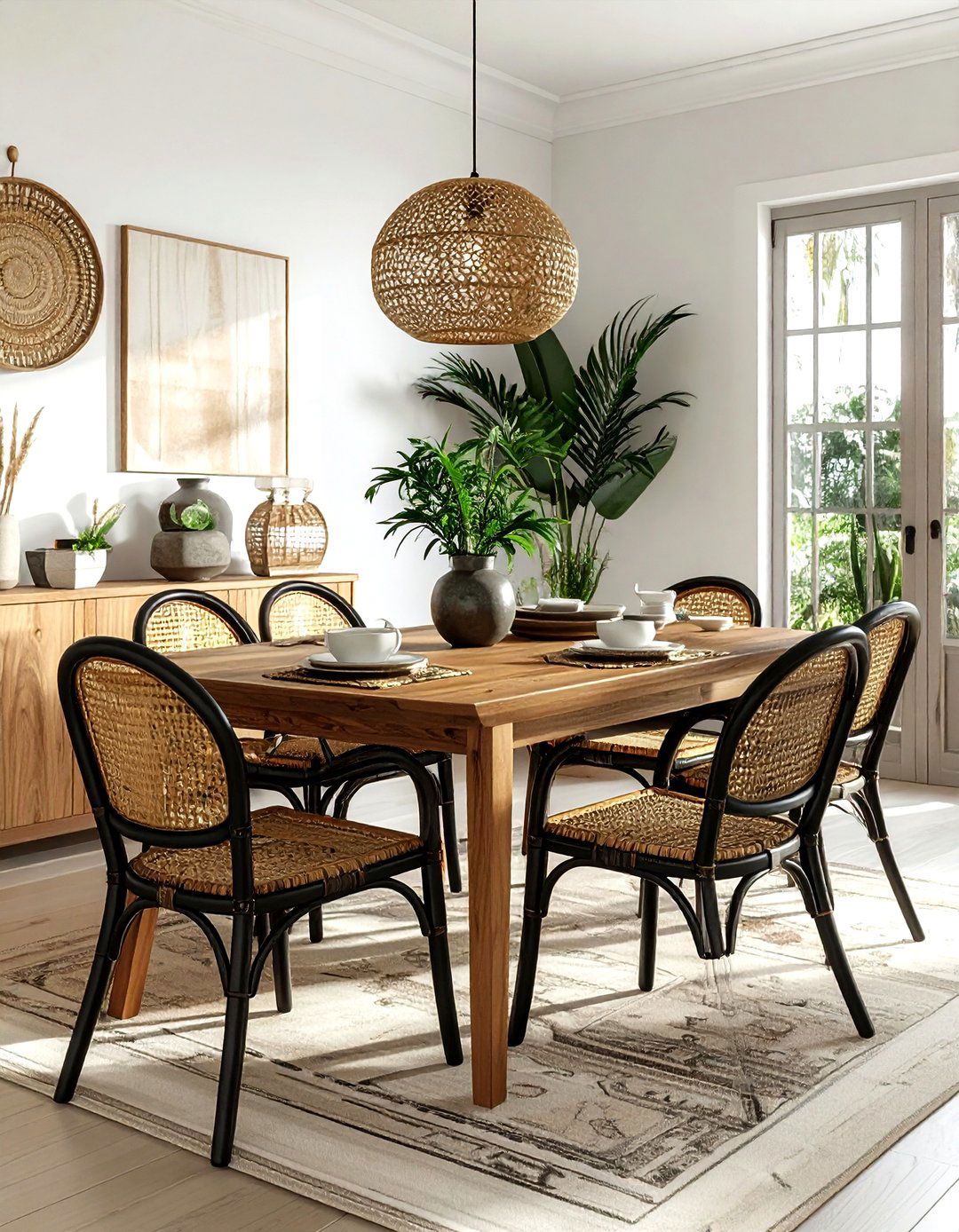 Cane seat dining chair - 30 armless dining chair ideas