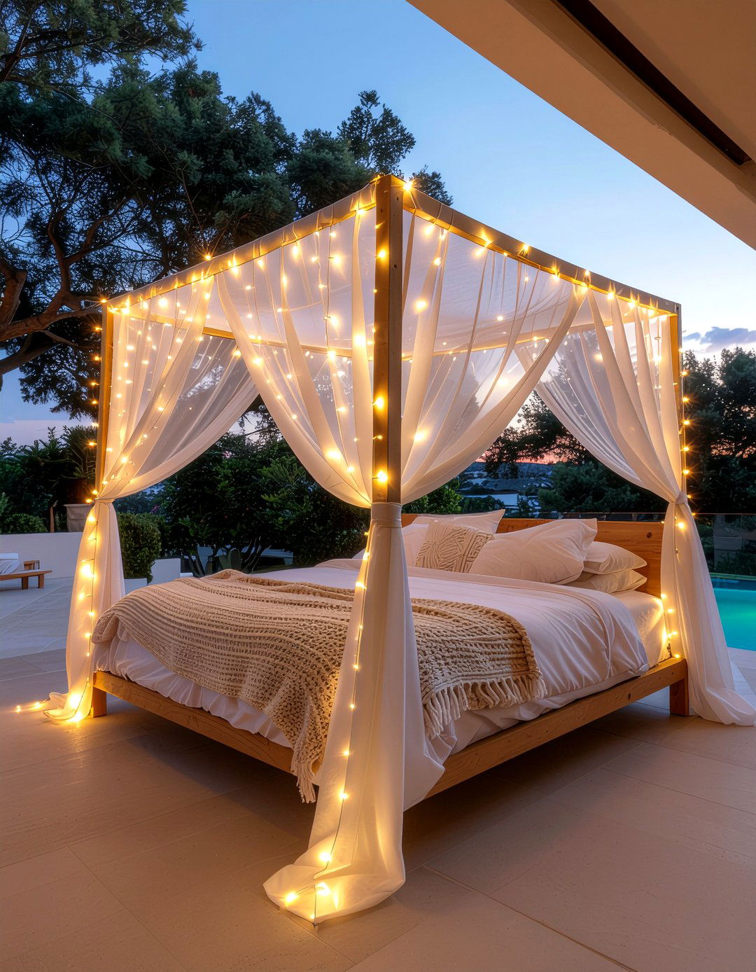 Canopy Bed String Lights - 30 bedroom string lights ideas