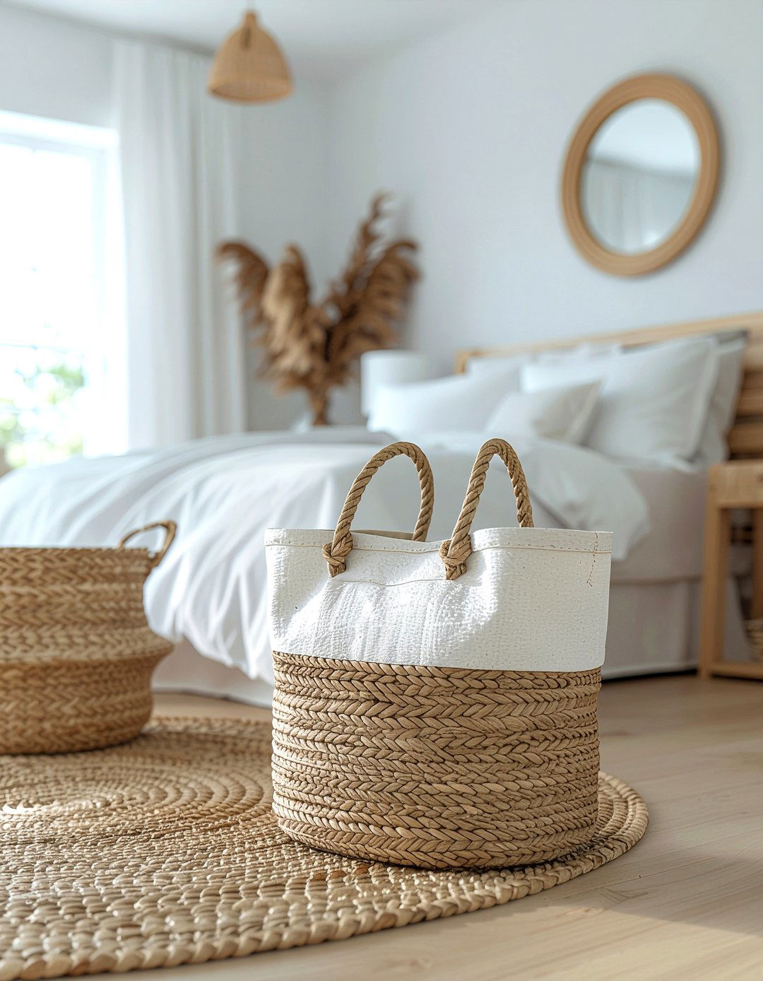 Canvas Laundry Tote - 30 bedroom dirty clothes storage ideas