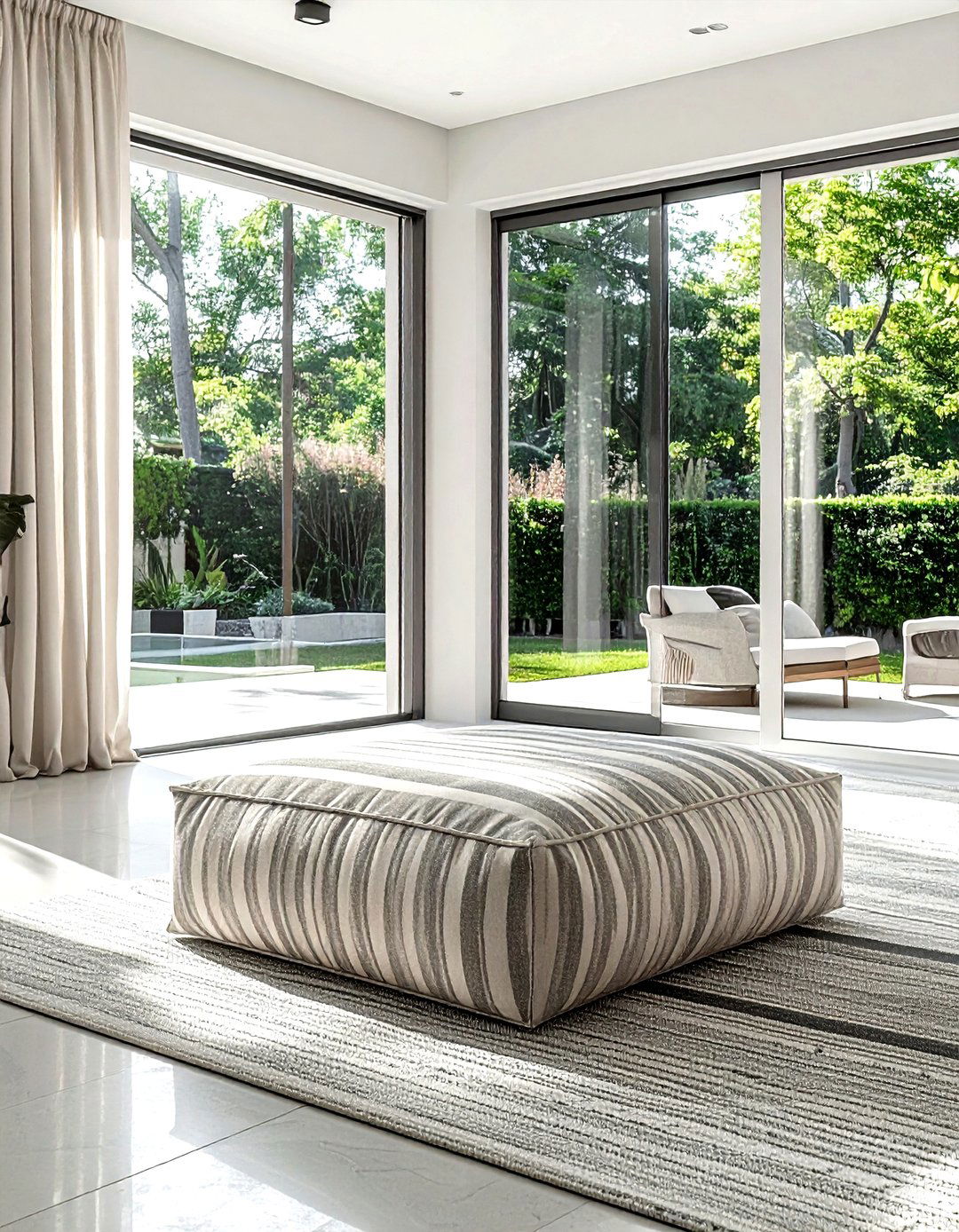 Canvas Outdoor Pouf - 30 living room pouf seating ideas