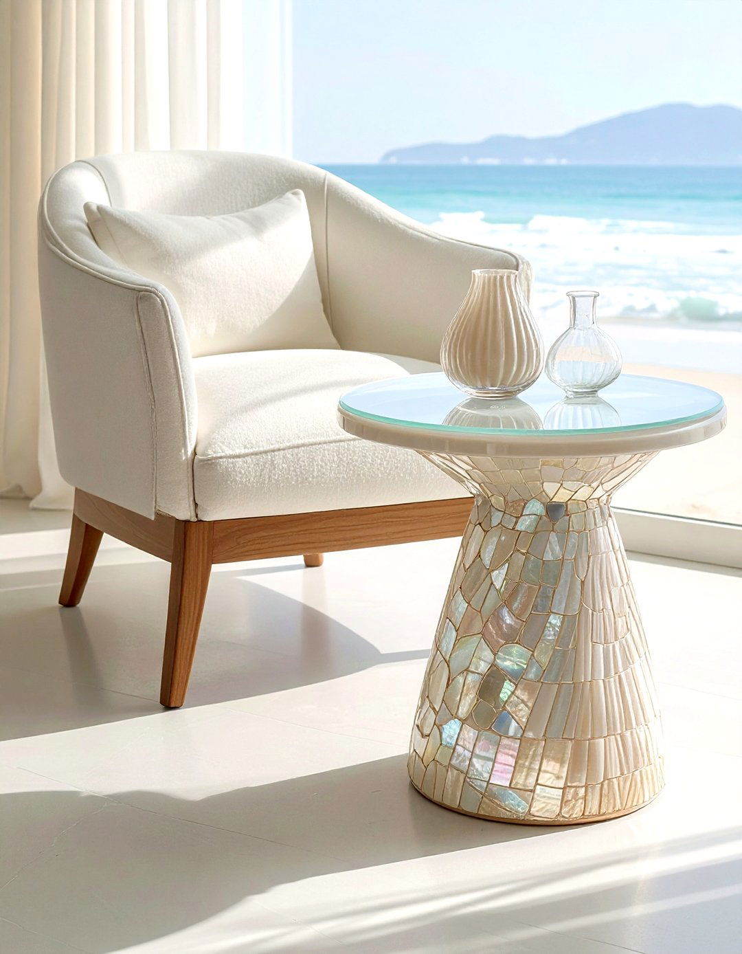 Capiz Shell Side Table - 30 living room beach furniture ideas
