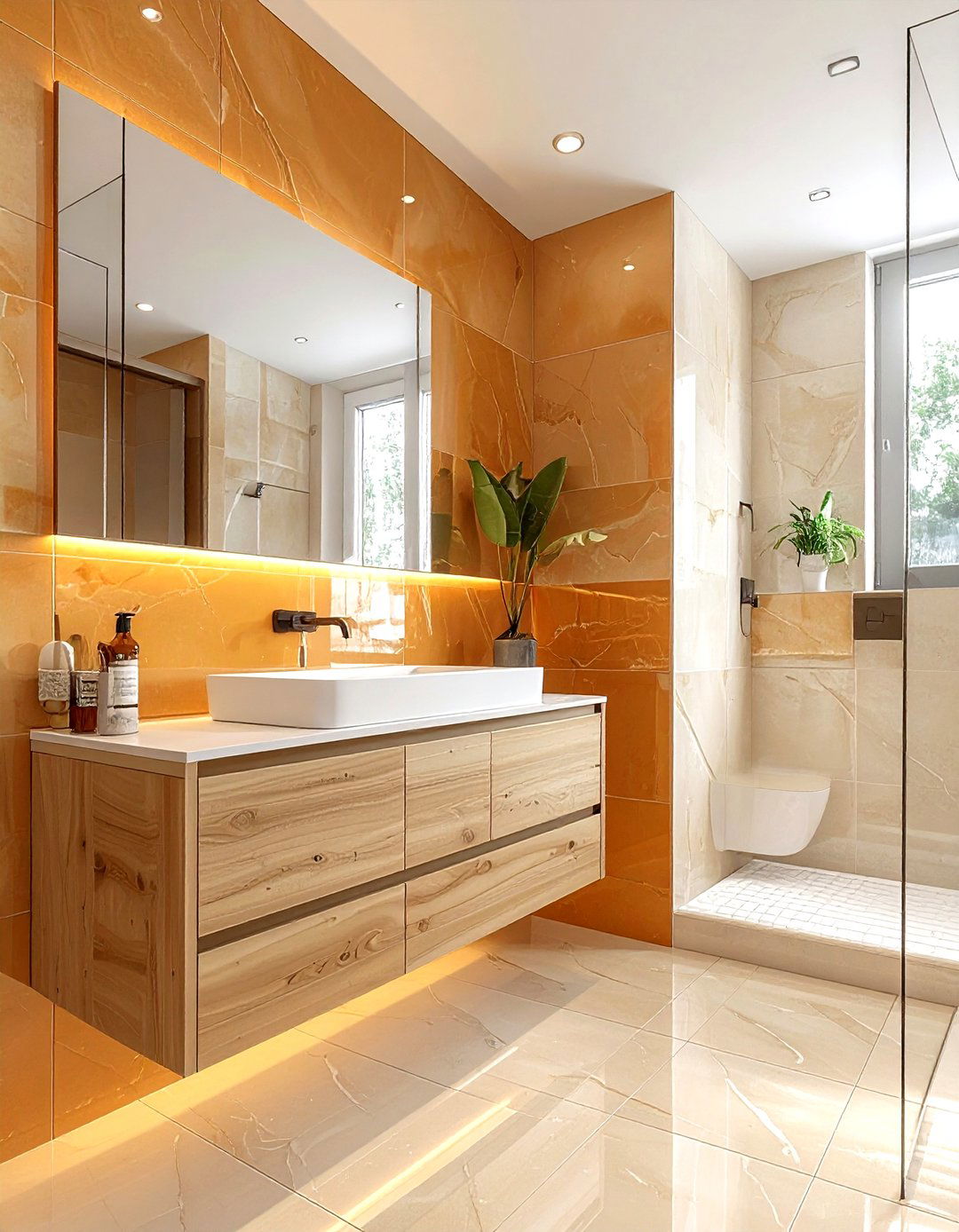 Caramel Tile Bathroom - 30 warm brown bathroom ideas