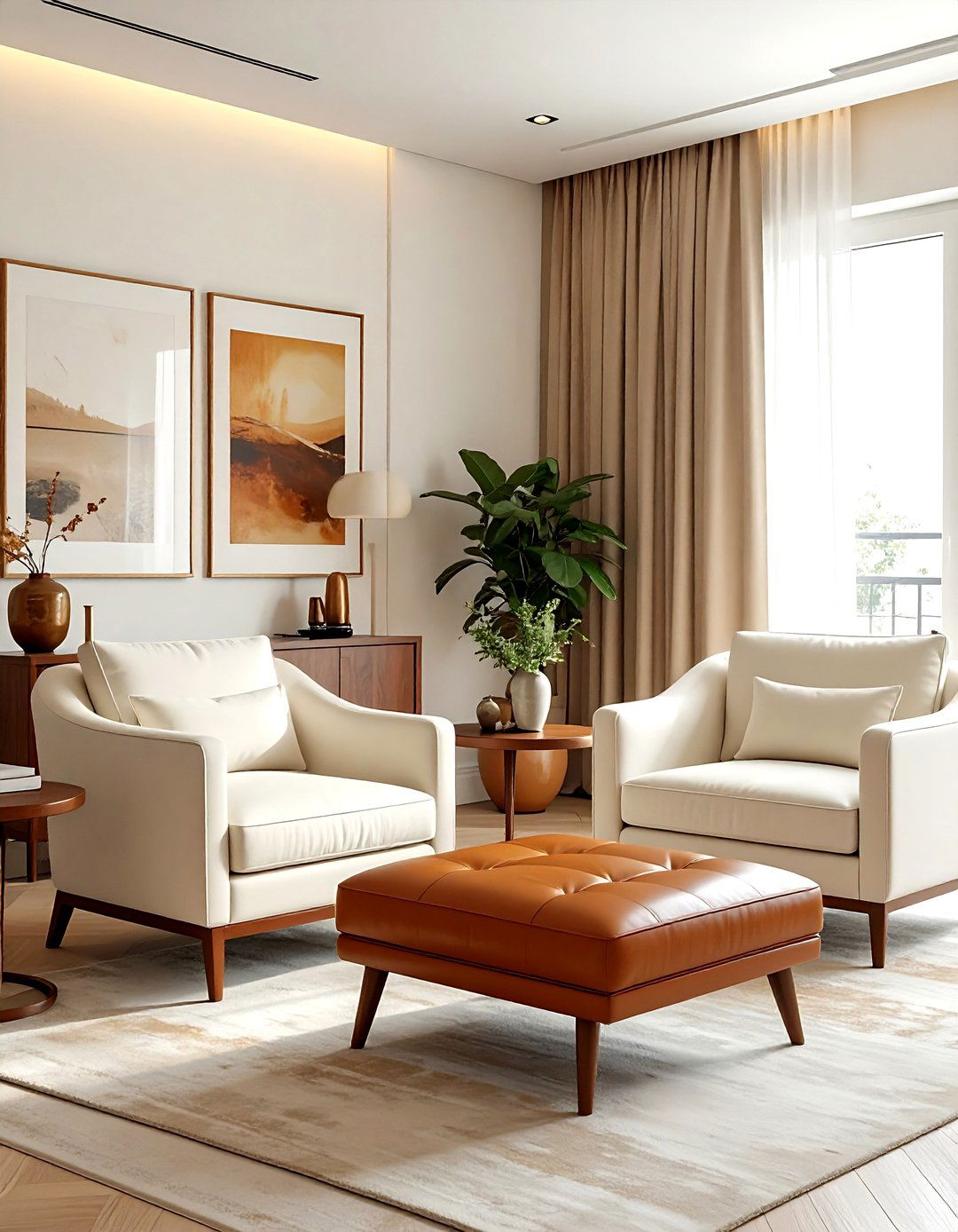 Caramel and ivory lounge - 30 warm color scheme ideas