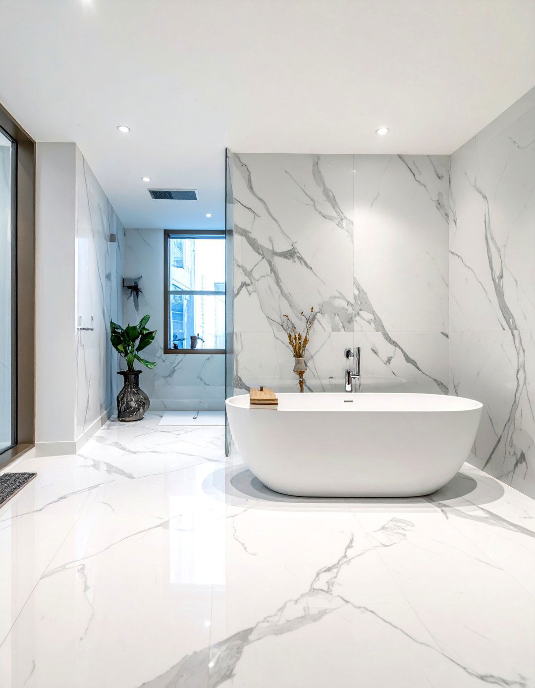 Carrara marble bathroom - 30 white marble bathroom ideas