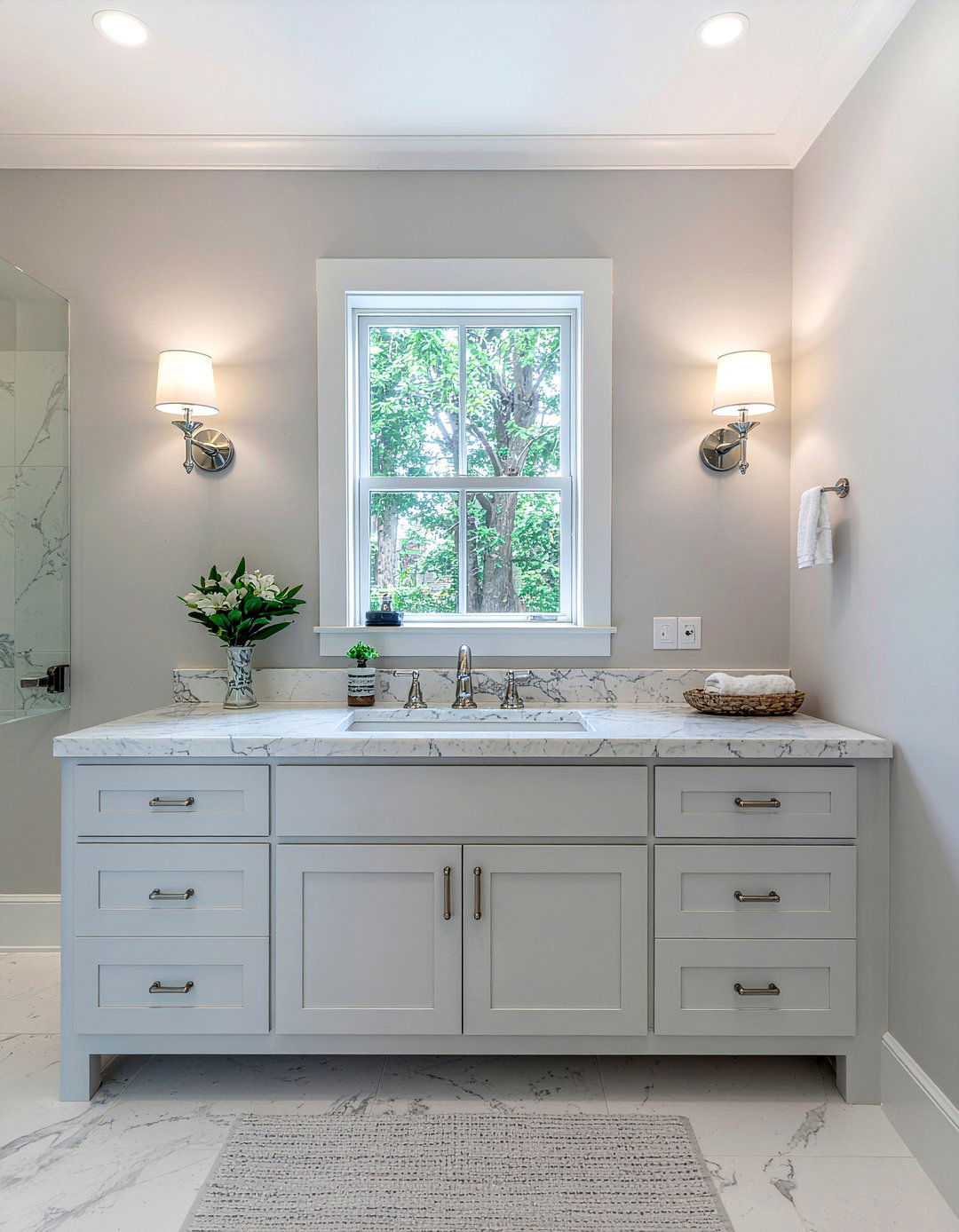 Carrara marble bathroom vanity - 30 bathroom countertop ideas