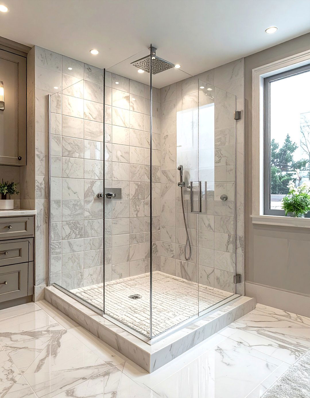 Carrara marble mosaic shower - 30 stone mosaic bathroom ideas