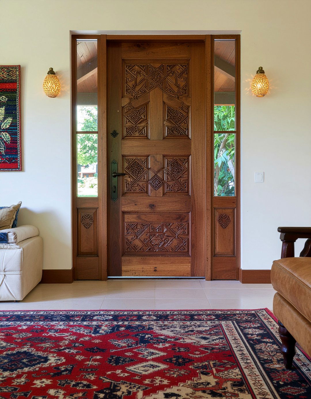 Carved Timber Door - 30 living room door designs