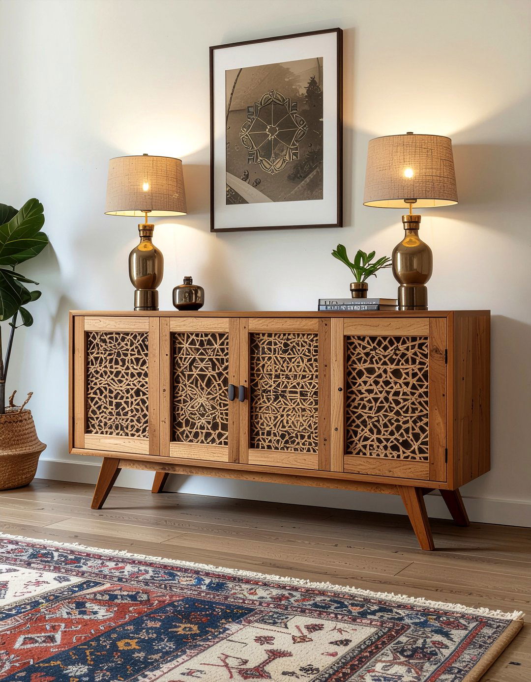 Carved Wood Buffet - 30 living room buffet ideas