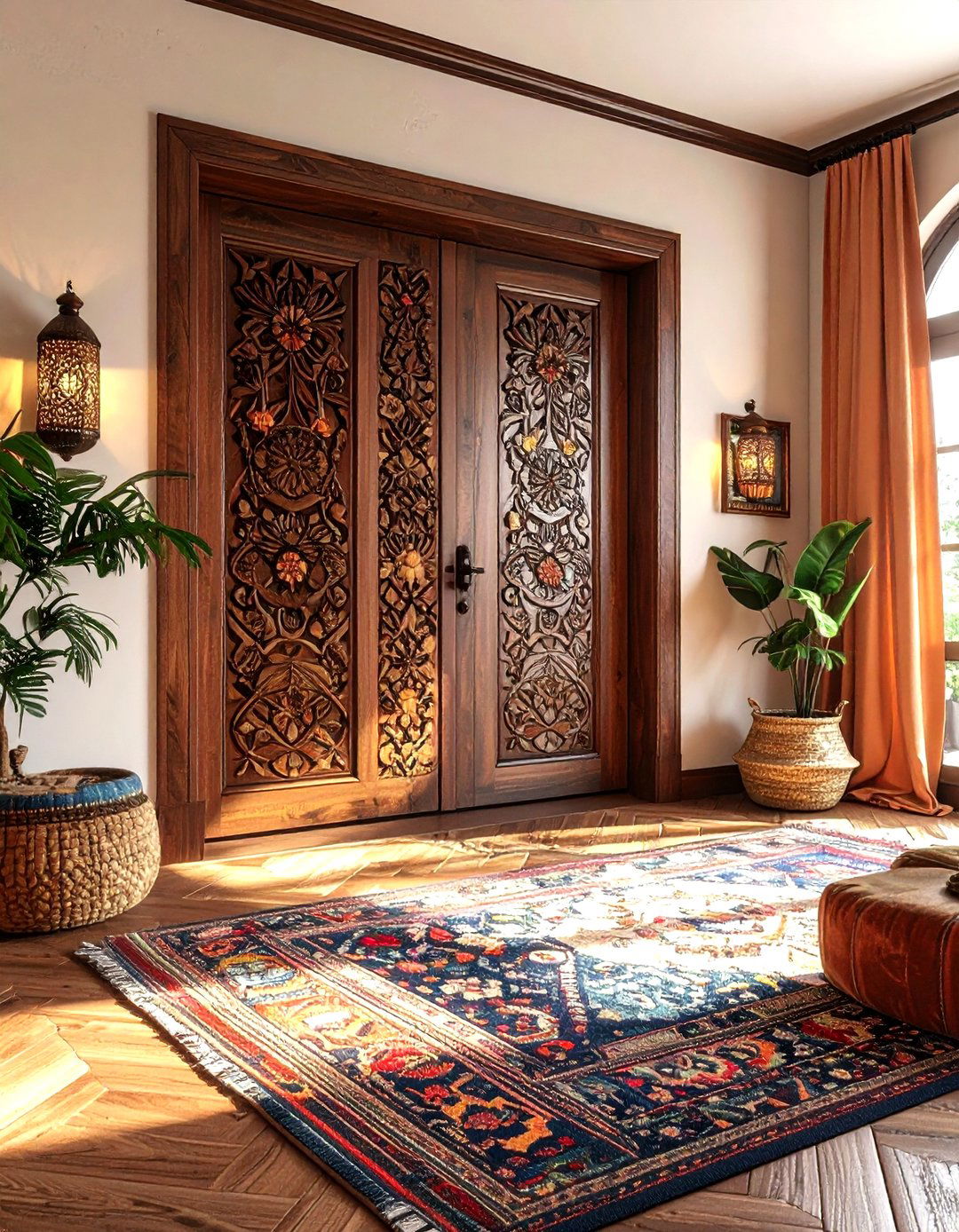 Carved Wood Door - 30 living room door ideas