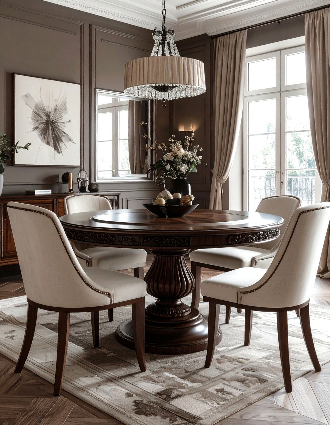 Carved Wood Pedestal Table - 30 pedestal dining table ideas