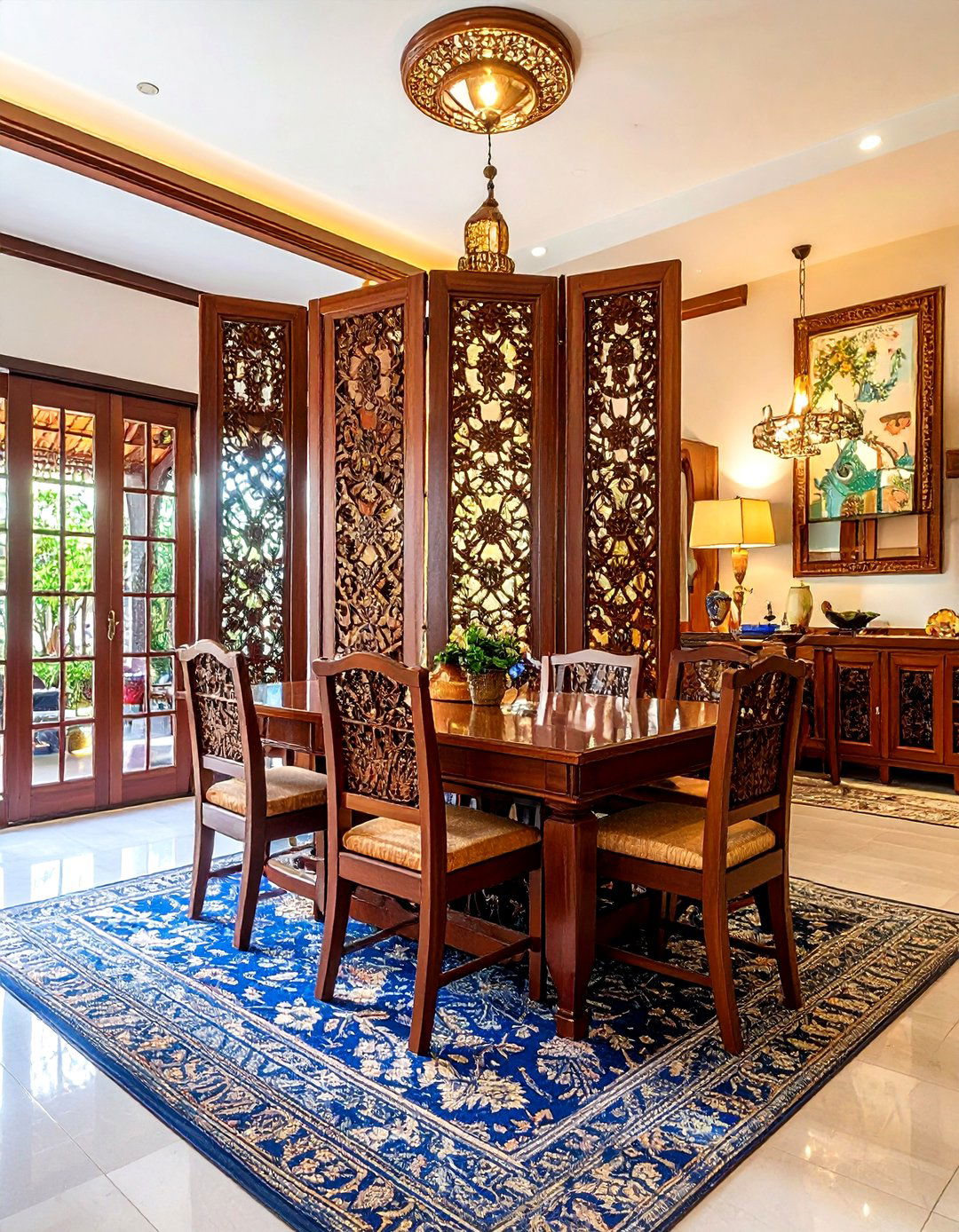 Carved Wood Screen - 30 Thai dining room ideas